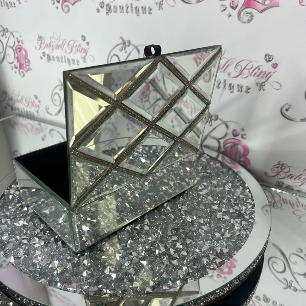 Jewelery box rhinestone bling Elegant Mirrored Jewelry Box with Crystal Accents
